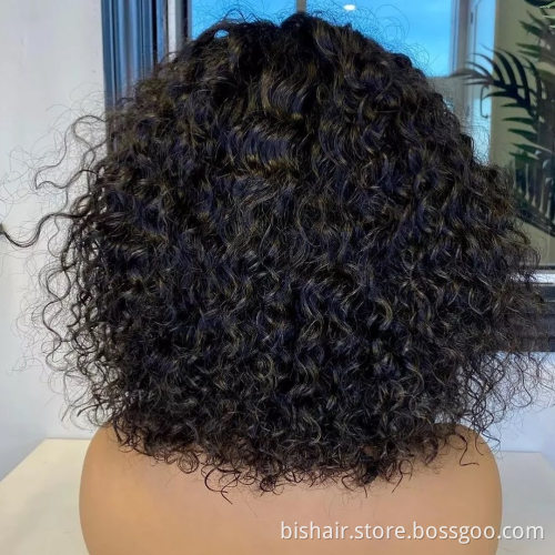 Wholesale Water Wave Wigs With Bangs Brazilian Human Hair Full Machine Made Wig With Bangs Remy Hair Natural Color For Women